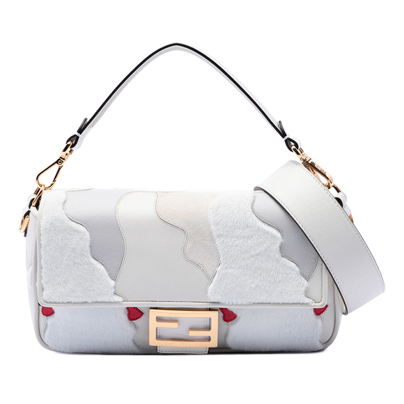 Fendi Handbags - Pre-Loved Fendi Nappa and Mink Fur Faces Baguette Satchel